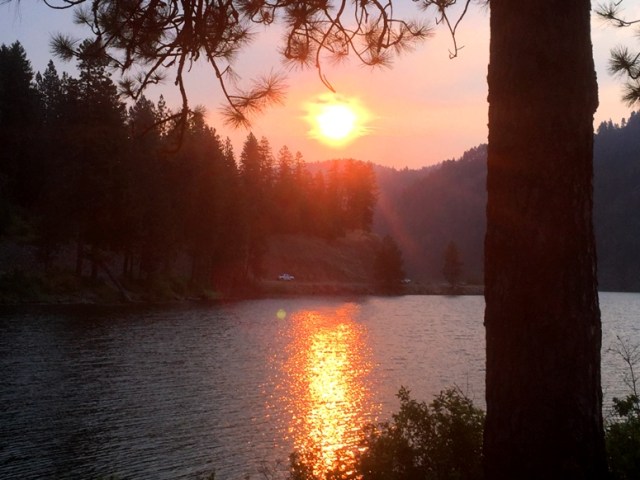 Smokey Sunrise over Fernan Lake